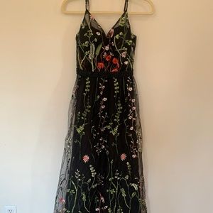 Floral mesh maxi gown